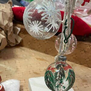 6 handpainted glass ornaments